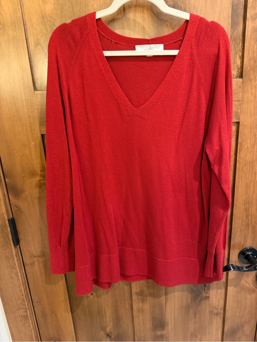 LOFT Crimson Red V-Neck Sweater